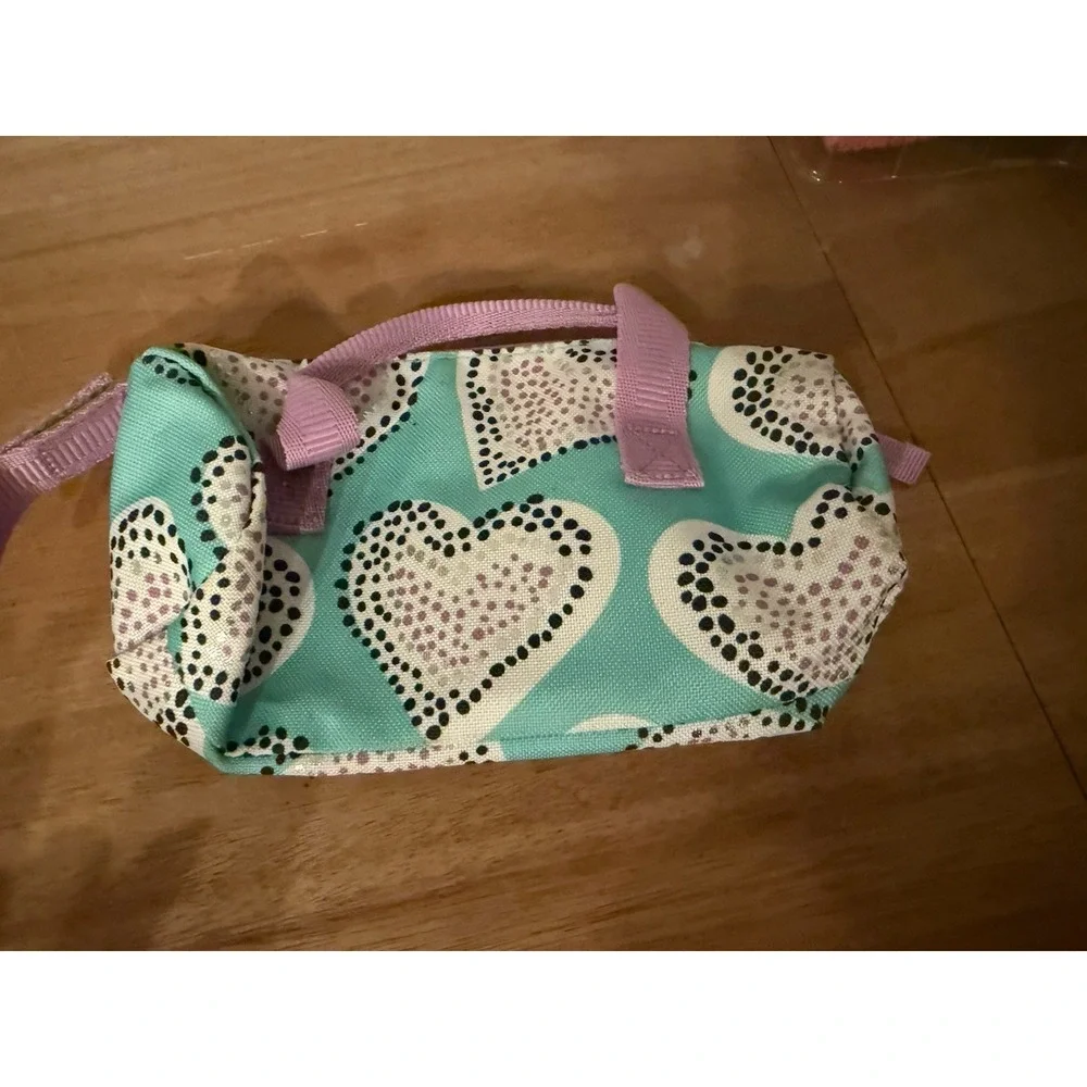 Pottery Barn Kids Heart Print Pencil‎ Pouch – Aqua White Pink Purple Zipper Case